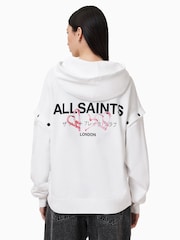 AllSaints White Amore Amphie 100% Organic Cotton Hoodie - Image 2 of 9