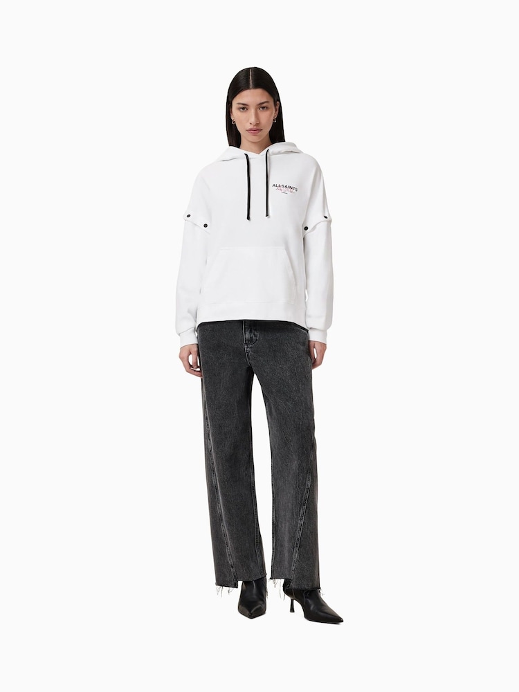AllSaints White Amore Amphie 100% Organic Cotton Hoodie - Image 3 of 9