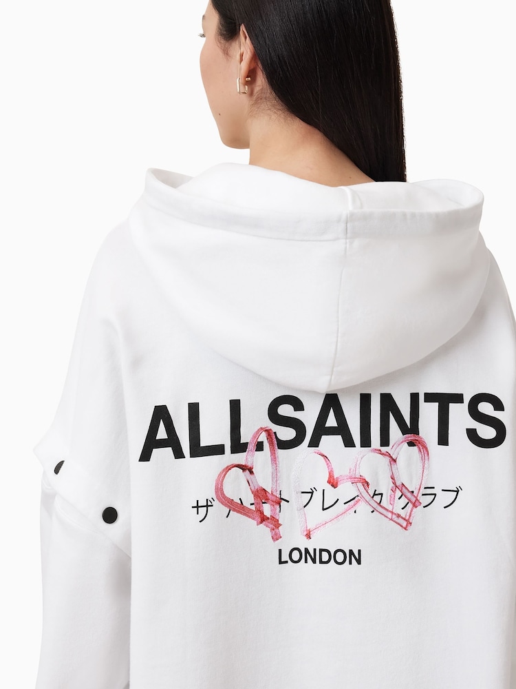 AllSaints White Amore Amphie 100% Organic Cotton Hoodie - Image 7 of 9