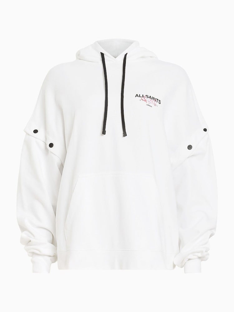 AllSaints White Amore Amphie 100% Organic Cotton Hoodie - Image 9 of 9