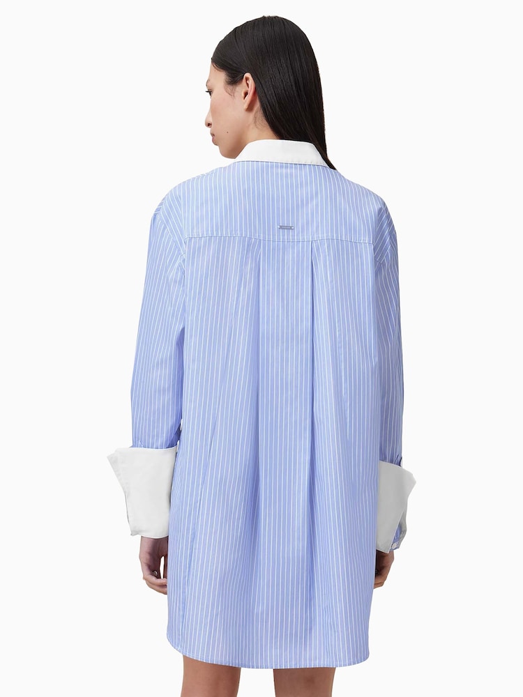 AllSaints Blue Alber Stripe 100% Organic Cotton Dress - Image 2 of 9