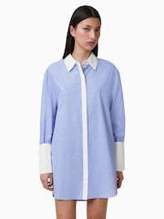 AllSaints Blue Alber Stripe 100% Organic Cotton Dress - Image 5 of 9