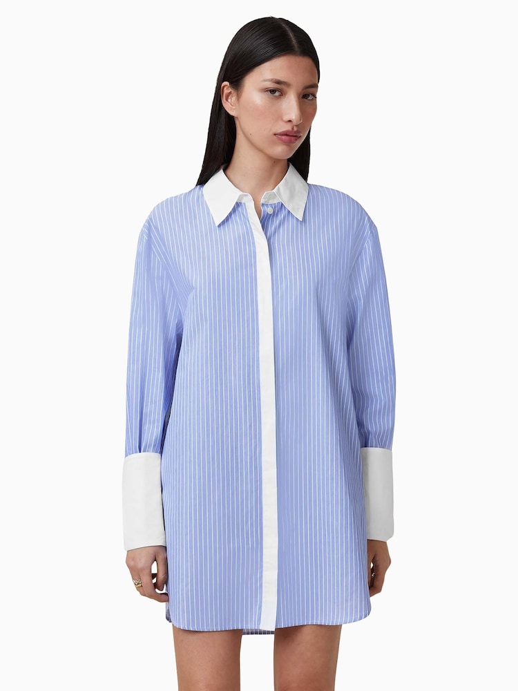 AllSaints Blue Alber Stripe 100% Organic Cotton Dress - Image 5 of 9