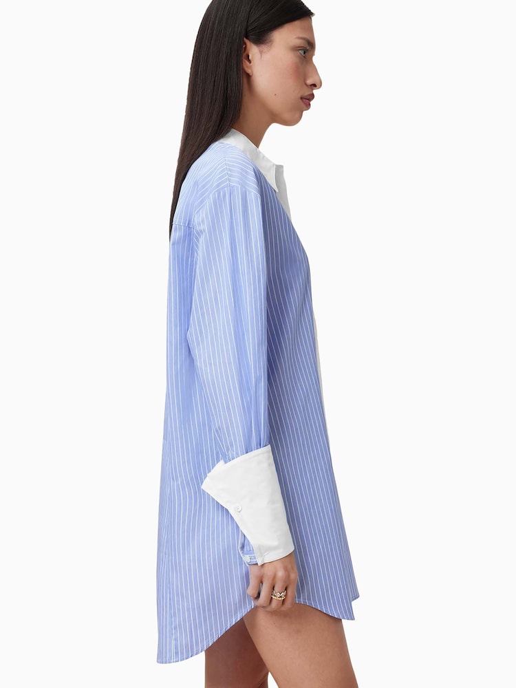 AllSaints Blue Alber Stripe 100% Organic Cotton Dress - Image 6 of 9