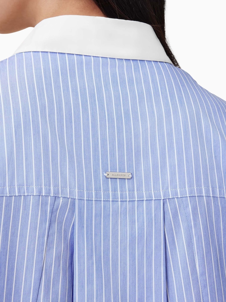 AllSaints Blue Alber Stripe 100% Organic Cotton Dress - Image 8 of 9