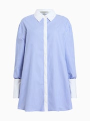 AllSaints Blue Alber Stripe 100% Organic Cotton Dress - Image 9 of 9