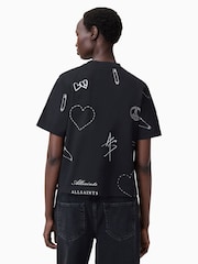 AllSaints Black Stina Lisa 100% Organic Cotton T-Shirt - Image 5 of 6