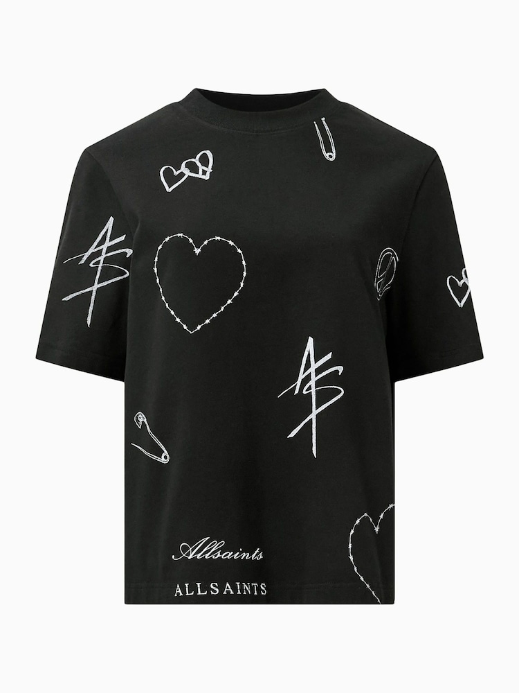 AllSaints Black Stina Lisa 100% Organic Cotton T-Shirt - Image 6 of 6