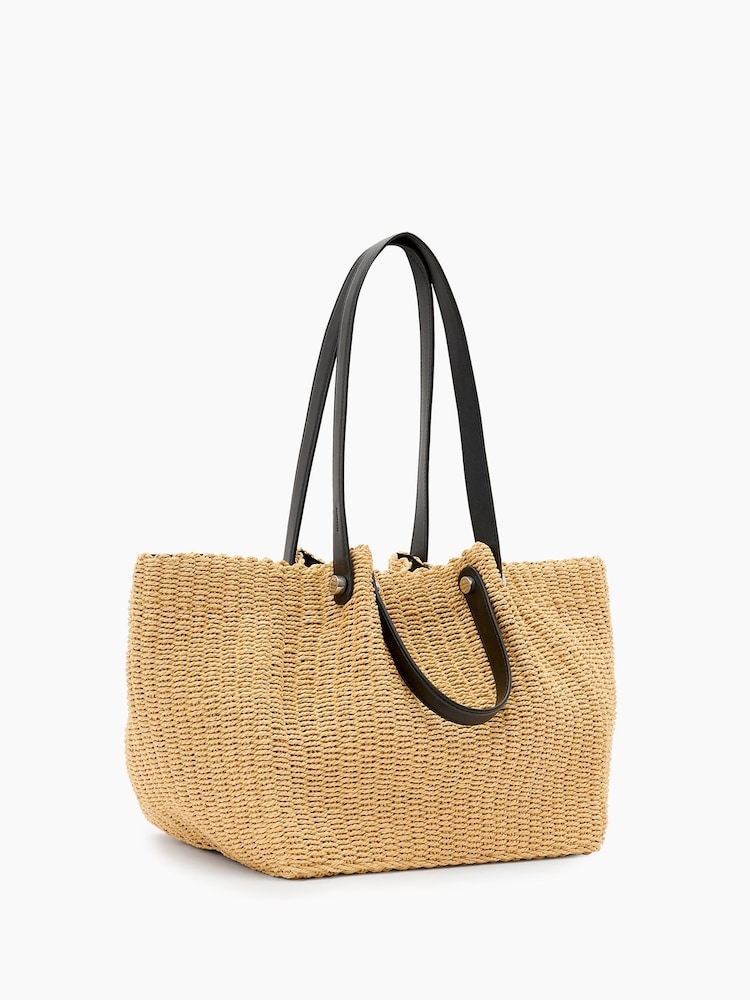 AllSaints Cream Allington Paper Tote - Image 3 of 7