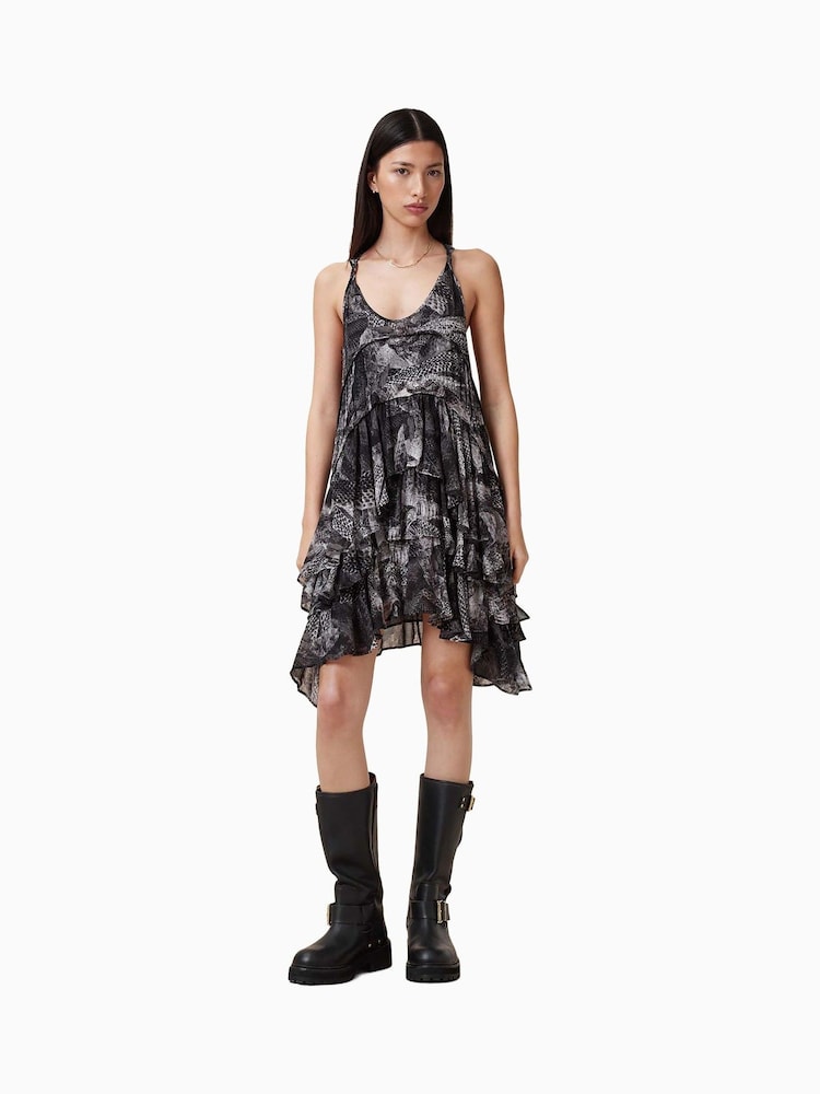 AllSaints Grey Cavarly Mini Dress - Image 1 of 7