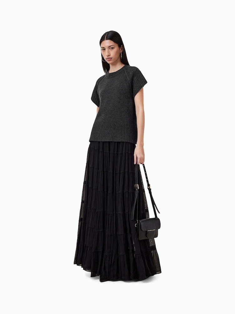 AllSaints Black Eva Maxi Skirt - Image 2 of 8