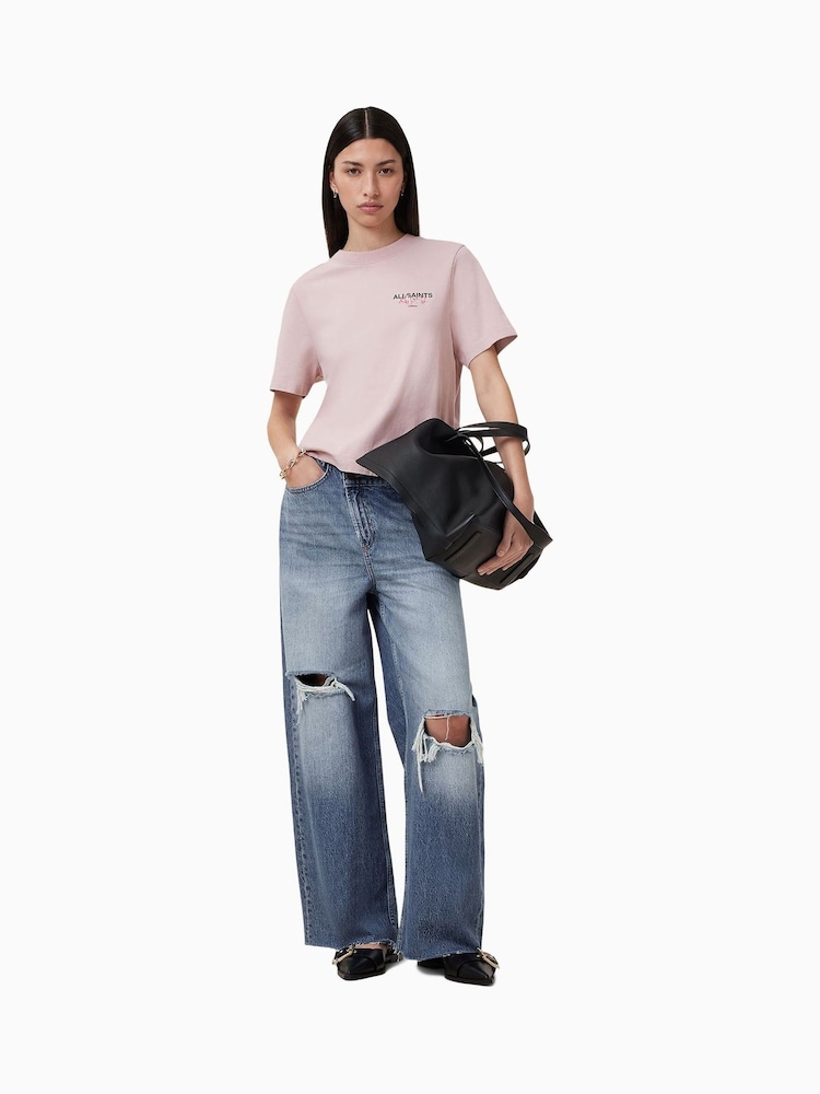 AllSaints Pink Amore Lisa 100% Organic Cotton T-Shirt - Image 1 of 8 AllSaints Pink Amore Lisa 100% Organic Cotton T-Shirt - Image 1 of 8