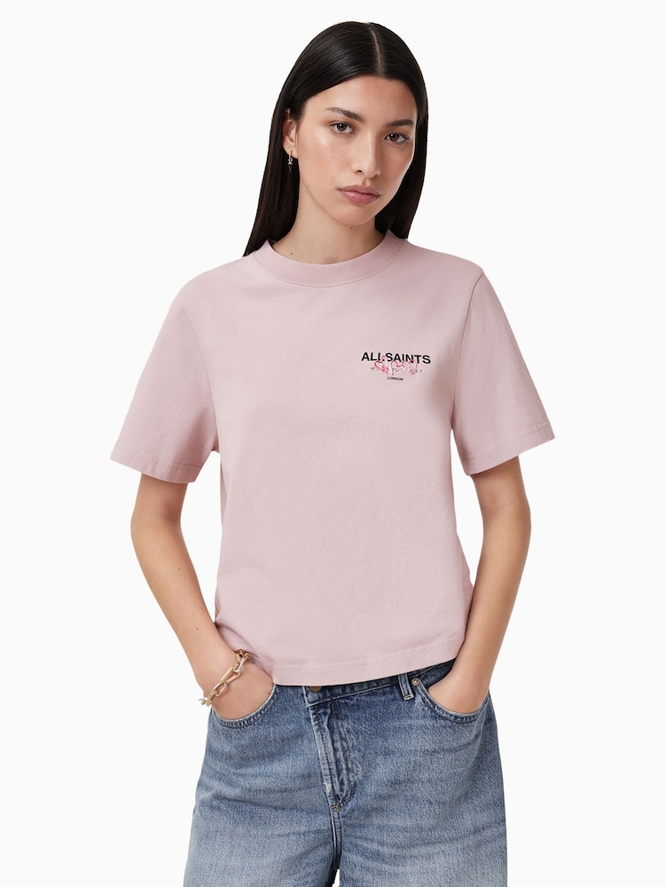 AllSaints Pink Amore Lisa 100% Organic Cotton T-Shirt - Image 2 of 8 AllSaints Pink Amore Lisa 100% Organic Cotton T-Shirt - Image 2 of 8