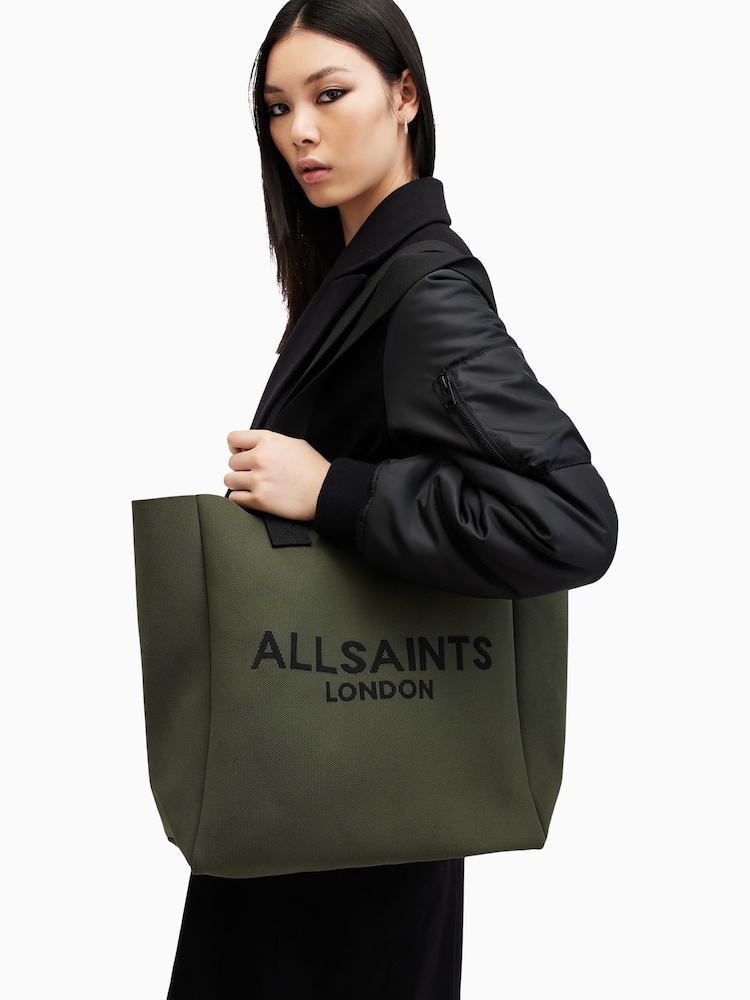 AllSaints Green Izzy E/W Tote Bag - Image 6 of 6