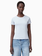 AllSaints Blue Stevie 100% Organic Cotton T-Shirt - Image 1 of 7