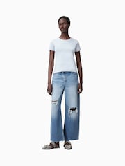 AllSaints Blue Stevie 100% Organic Cotton T-Shirt - Image 3 of 7