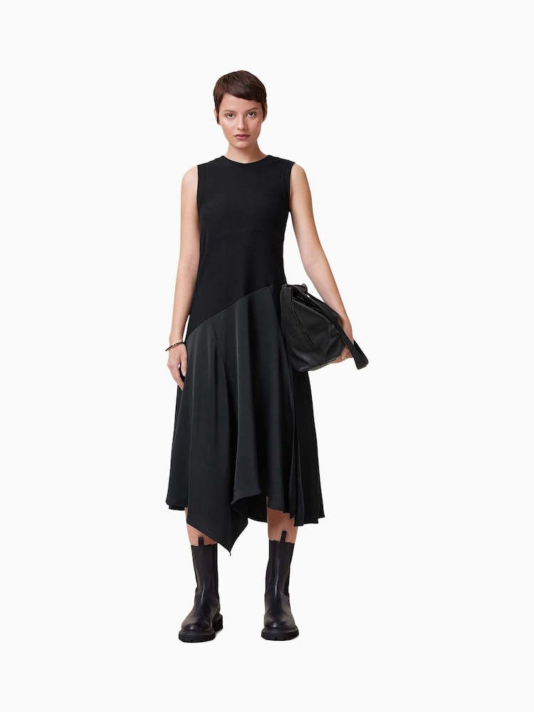 AllSaints Black Pia Satin Dress - Image 4 of 8