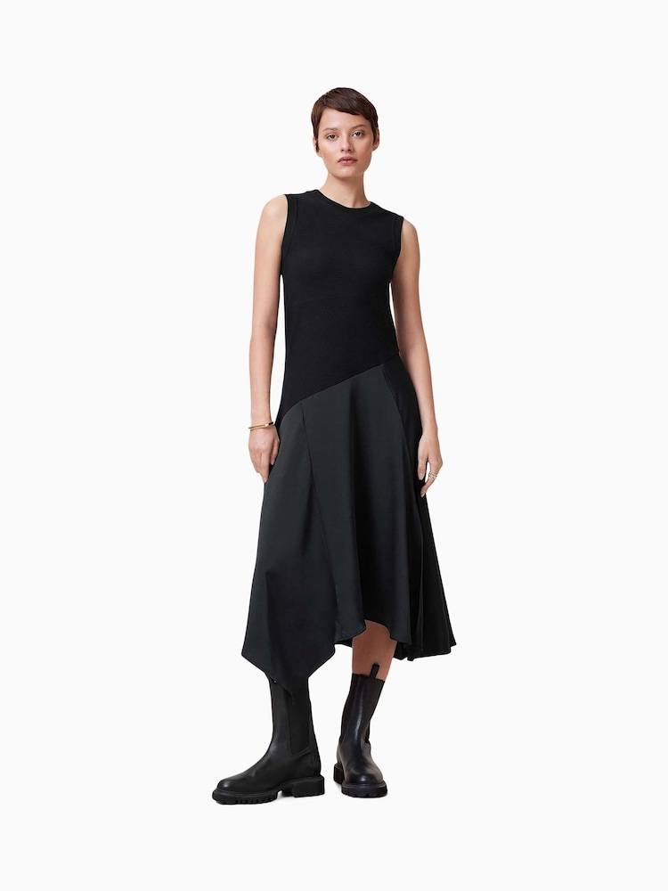 AllSaints Black Pia Satin Dress - Image 5 of 8
