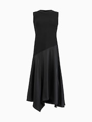 AllSaints Black Pia Satin Dress - Image 6 of 8