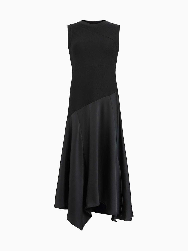 AllSaints Black Pia Satin Dress - Image 6 of 8