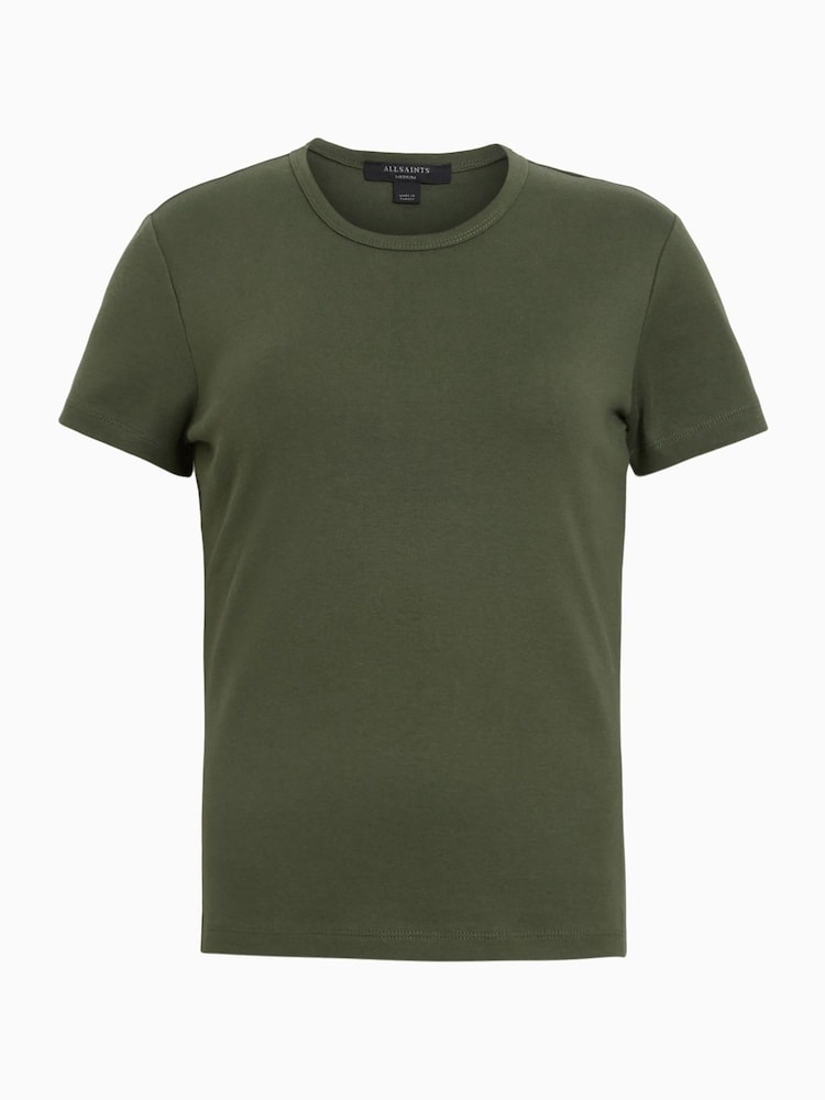 AllSaints Green Stevie 100% Organic Cotton T-Shirt - Image 7 of 7