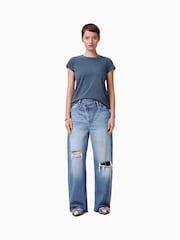 AllSaints Oyster Blue Anna 100% Organic Cotton T-Shirt - Image 4 of 8