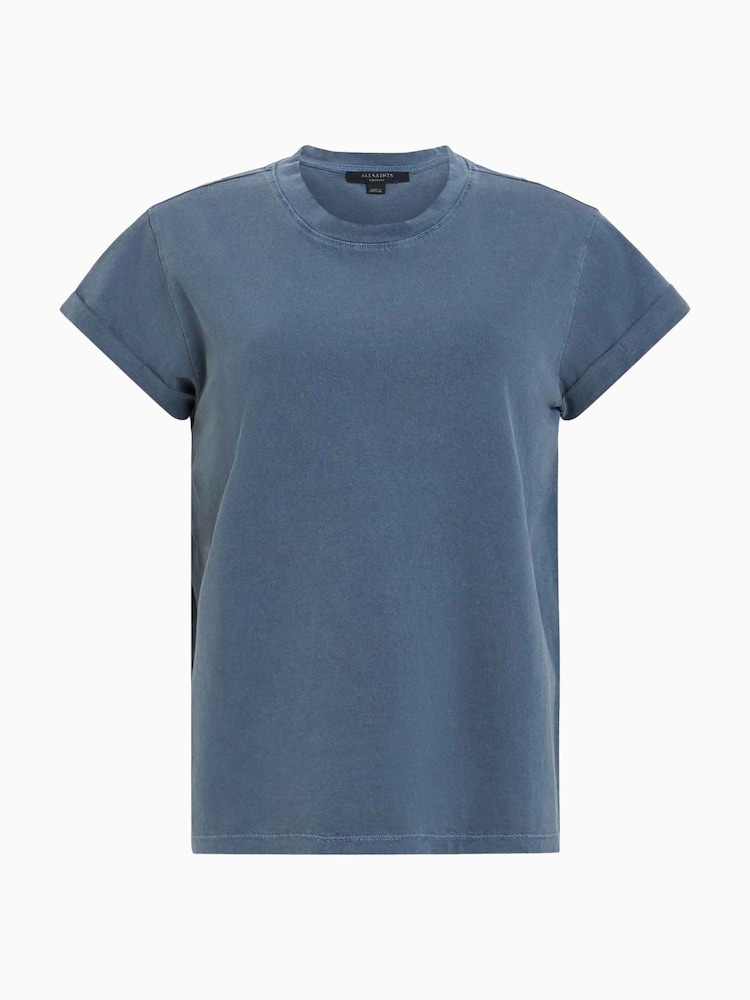 AllSaints Oyster Blue Anna 100% Organic Cotton T-Shirt - Image 8 of 8