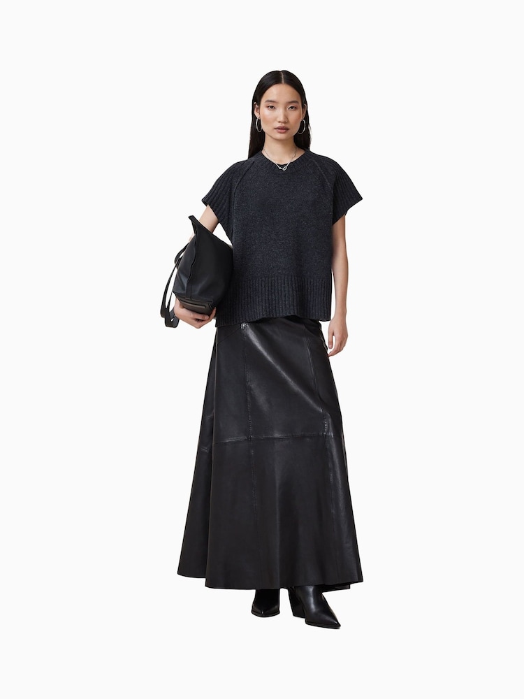 AllSaints Black Giana Maxi Skirt - Image 1 of 7