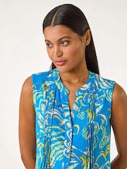 Roman Blue Abstract Print Pintuck Vest - Image 4 of 5