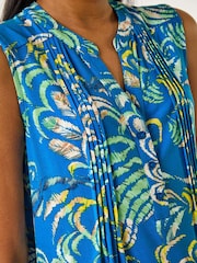 Roman Blue Abstract Print Pintuck Vest - Image 5 of 5