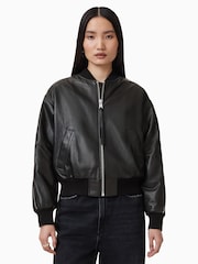 AllSaints Black Zenith Zip Bomber Jacket - Image 1 of 8