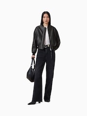 AllSaints Black Zenith Zip Bomber Jacket - Image 2 of 8