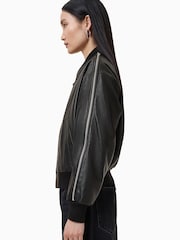 AllSaints Black Zenith Zip Bomber Jacket - Image 3 of 8