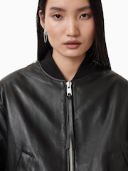 AllSaints Black Zenith Zip Bomber Jacket - Image 4 of 8