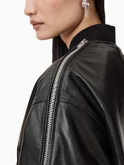 AllSaints Black Zenith Zip Bomber Jacket - Image 6 of 8