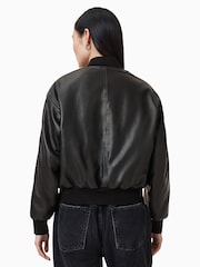 AllSaints Black Zenith Zip Bomber Jacket - Image 7 of 8