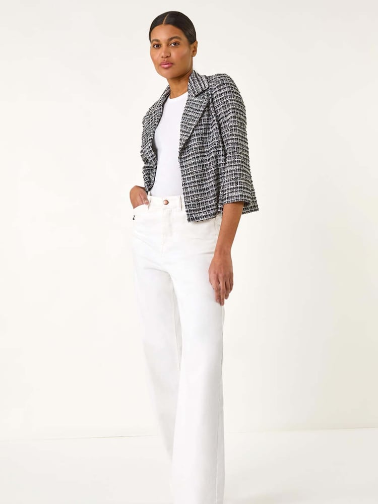 Roman Black Textured Check Blazer - Image 1 of 5