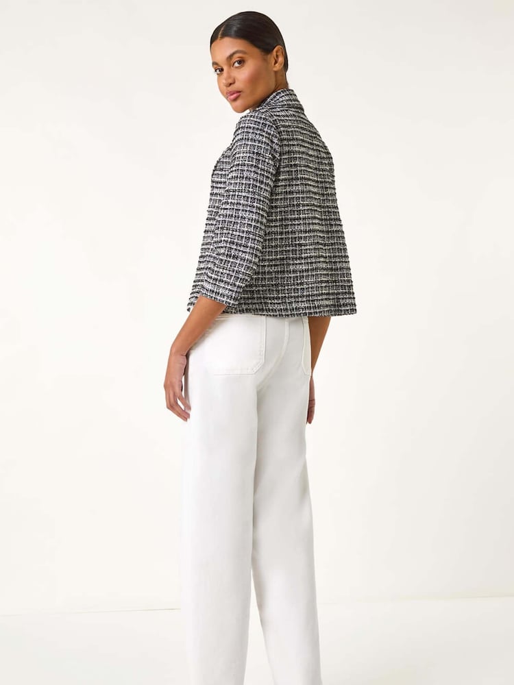 Roman Black Textured Check Blazer - Image 2 of 5