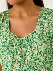 Roman Green Floral Print Ruched Sleeve Midi Dress - Image 5 of 5