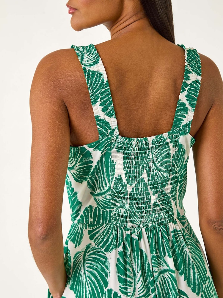 Roman Leaf Print V-Neck Stretch Midi Dress - Imagen 5 de 5 Roman Leaf Print V-Neck Stretch Midi Dress - Imagen 5 de 5
