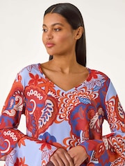 Roman Brown Paisley Print Flared Sleeve Top - Image 1 of 5