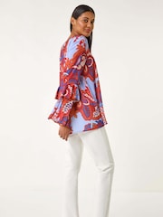 Roman Brown Paisley Print Flared Sleeve Top - Image 3 of 5