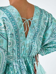 Roman Green Tie Back Tassel Detail Tiered Dress - Image 5 of 5