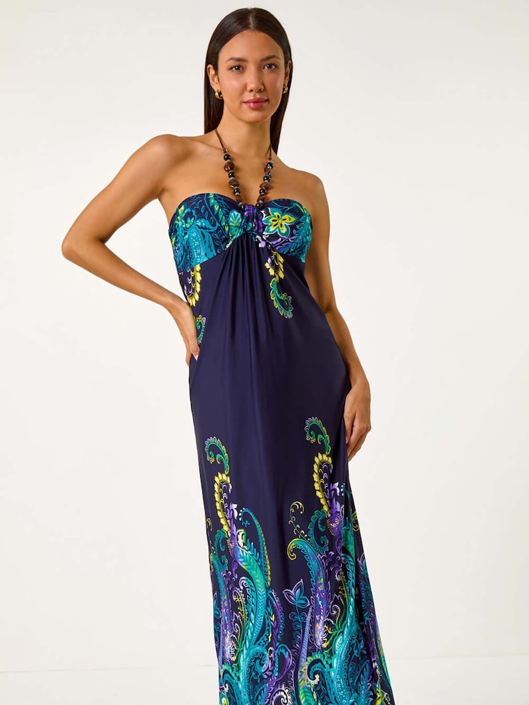 Roman z vzorcem paisley Beaded Necklace Bandeau dolga obleka - Slika 2 iz 5 Roman z vzorcem paisley Beaded Necklace Bandeau dolga obleka - Slika 2 iz 5