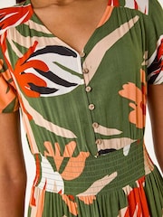 Roman Green Leaf Print Tiered Maxi Dress - Image 5 of 5