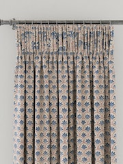 Land & Shore Blue Red Dawn Lined Pencil Pleat Curtains - Image 2 of 2