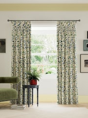 Land & Shore Green Esther Lined Pencil Pleat Curtains - Image 1 of 3