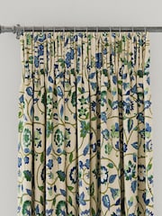 Land & Shore Green Esther Lined Pencil Pleat Curtains - Image 3 of 3