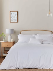 Murmur White Bea 100% Cotton Duvet Cover and Pillowcase Set - Image 1 of 7