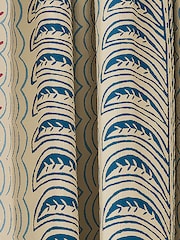 Land & Shore Blue Red Fintra Stripe Lined Pencil Pleat Curtains - Image 2 of 3